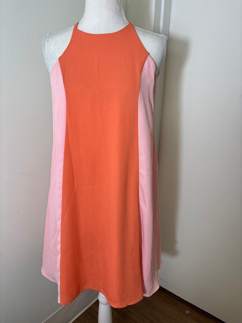 Crosby Orange and Pink Halter Neck Mini Dress sz XS